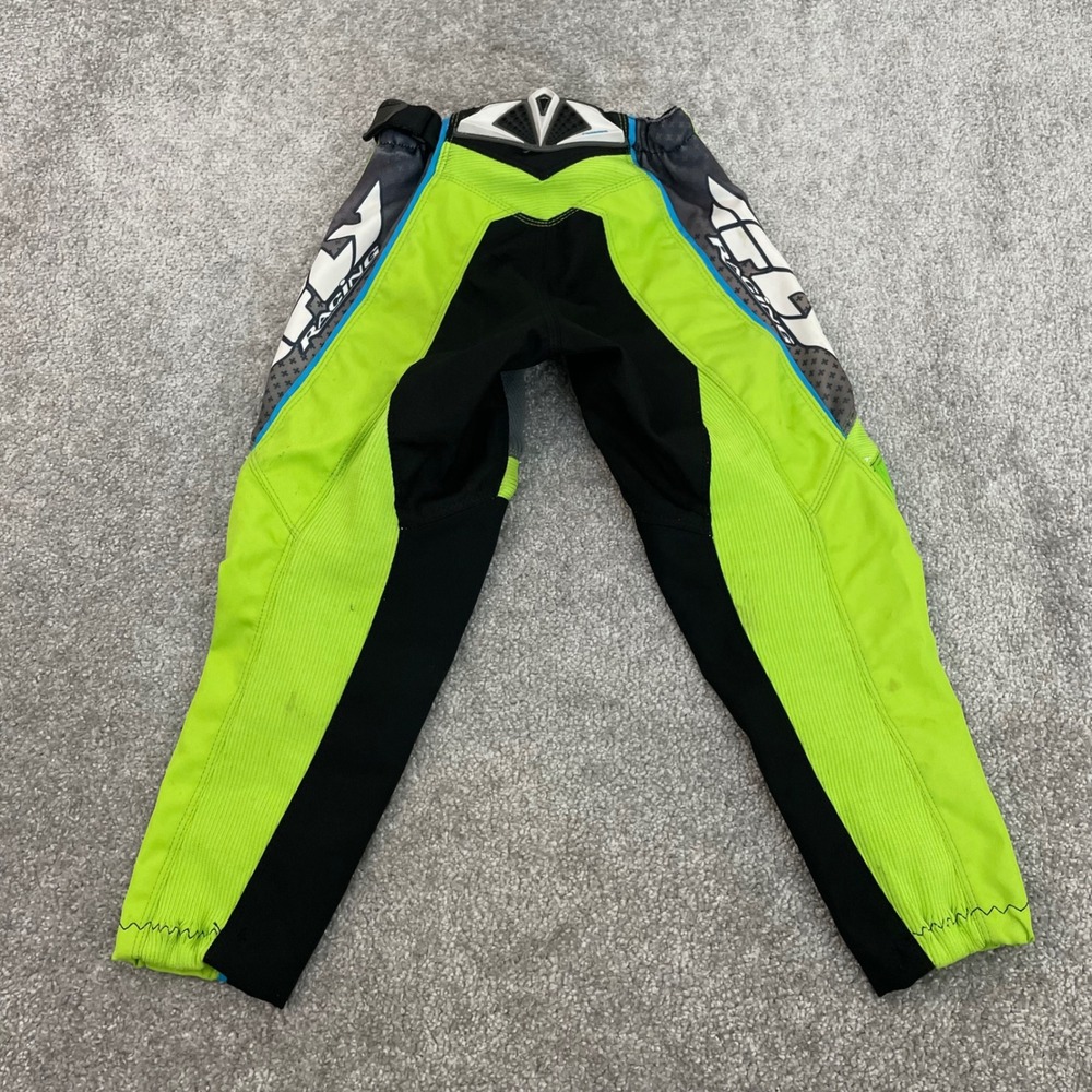 Fly Racing Motocross Pants Youth 20 F16 Neon Green Black Boys Girls - Picture 2 of 10